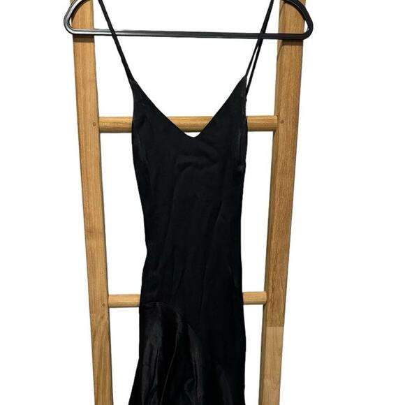 Bardot NWT Arella Dress Asymmetrical High Low Open Back V Neck Black Size 4 XS - Picture 5 of 13